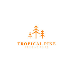 Pine Tree logo design vector template, Tropical forest logo concepts illustration.