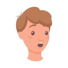 Man Head Showing Shocked Face Expression and Emotion Gasping Half-turned Vector Illustration
