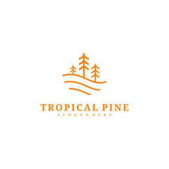 Pine Tree logo design vector template, Tropical forest logo concepts illustration.