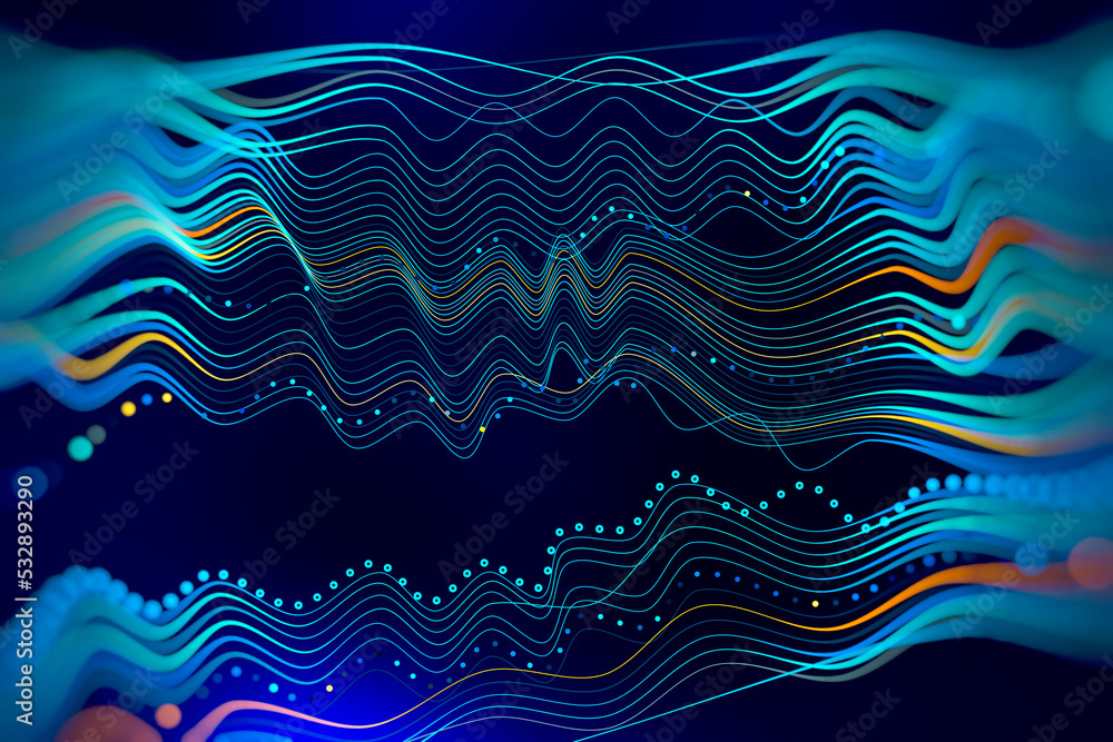 Poster abstract technological background in vibrant colors with blur. futuristic hi-tech banner.