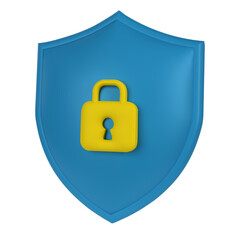 Security icons with 3d shield shape with padlock