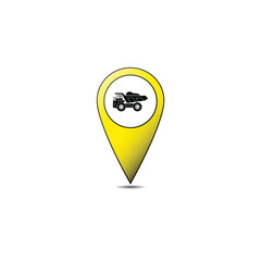 Mining truck location map pin vector graphics,