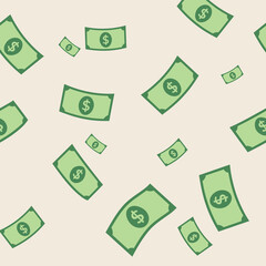 Money flying background, vector finance illustration