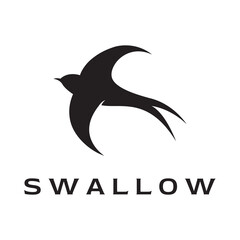 Simple logo template design silhouette of a martin martlet swallow flying hovering.