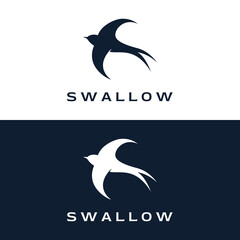 Simple logo template design silhouette of a martin martlet swallow flying hovering.
