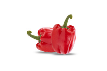 red sweet bell pepper isolated on a white background