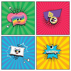 Hand drawn flat trendy cartoon elements collection LGBTQ
