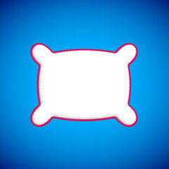 White Rectangular pillow icon isolated on blue background. Cushion sign. Orthopedic pillow. Vector