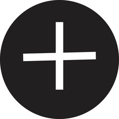 Plus button flat vector icon isolated on black background Flat Medical Cross Vector Icon