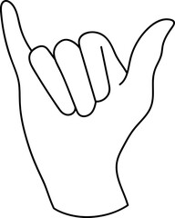 Minimal Shaka Hand Sign Line Art