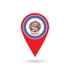 Map pointer with flag of Minnesota. Vector illustration.