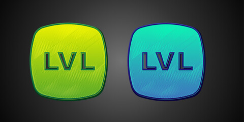 Green and blue Level game icon isolated on black background. Vector