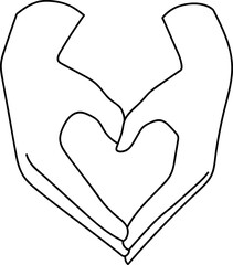 Minimal Heart Hand Sign Line Art