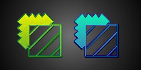 Green and blue Layers clothing textile icon isolated on black background. Element of fabric features. Vector