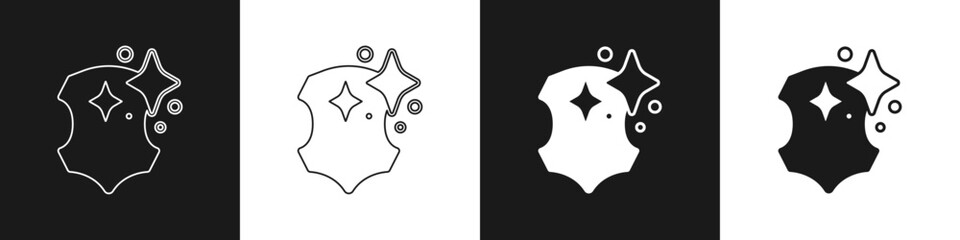 Set Leather icon isolated on black and white background. Vector