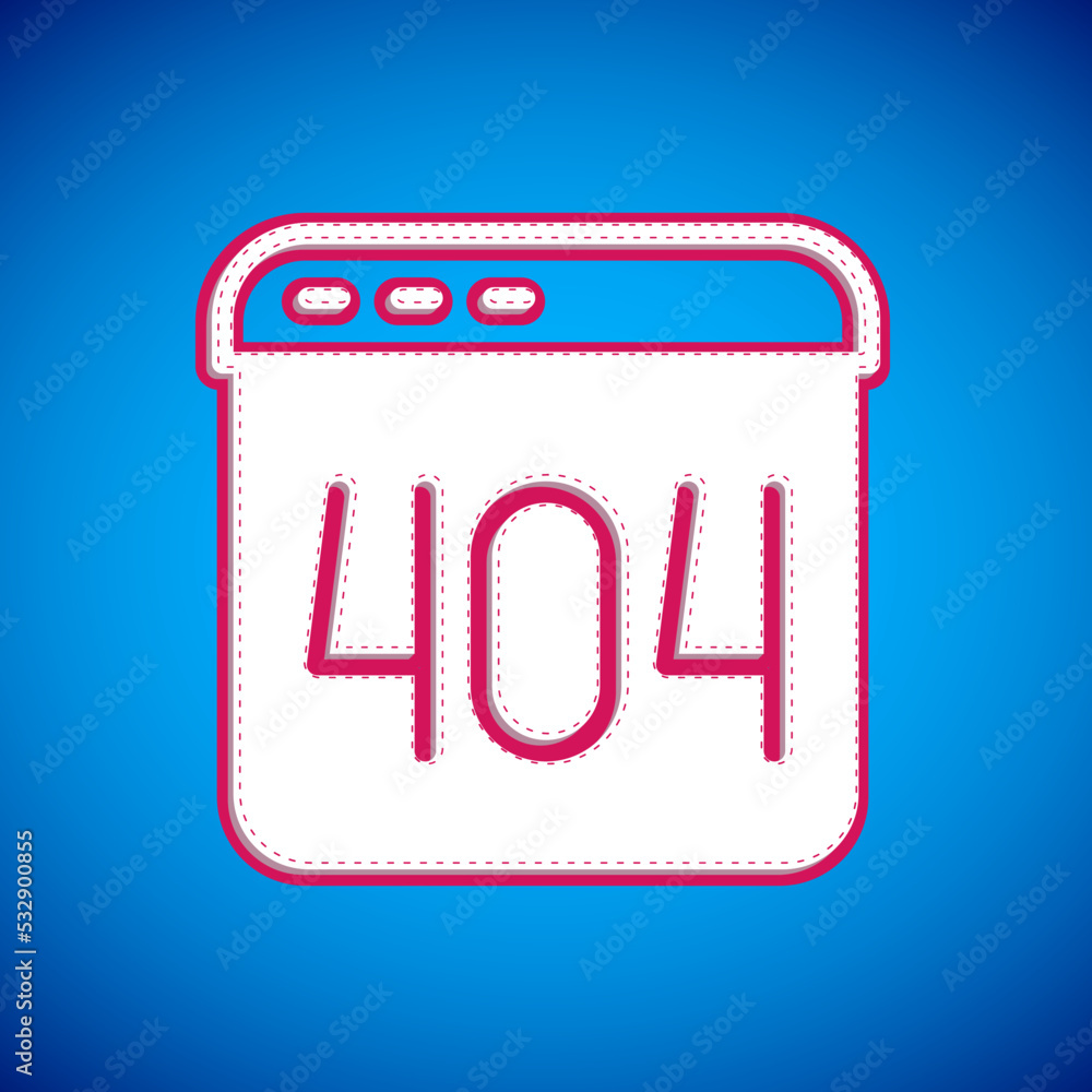 Aufkleber white page with a 404 error icon isolated on blue background. template reports that the page is not 