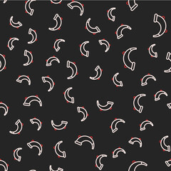 Line Hunting horn icon isolated seamless pattern on black background. Vector
