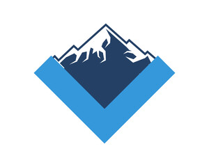 Sea with mountain snow inside