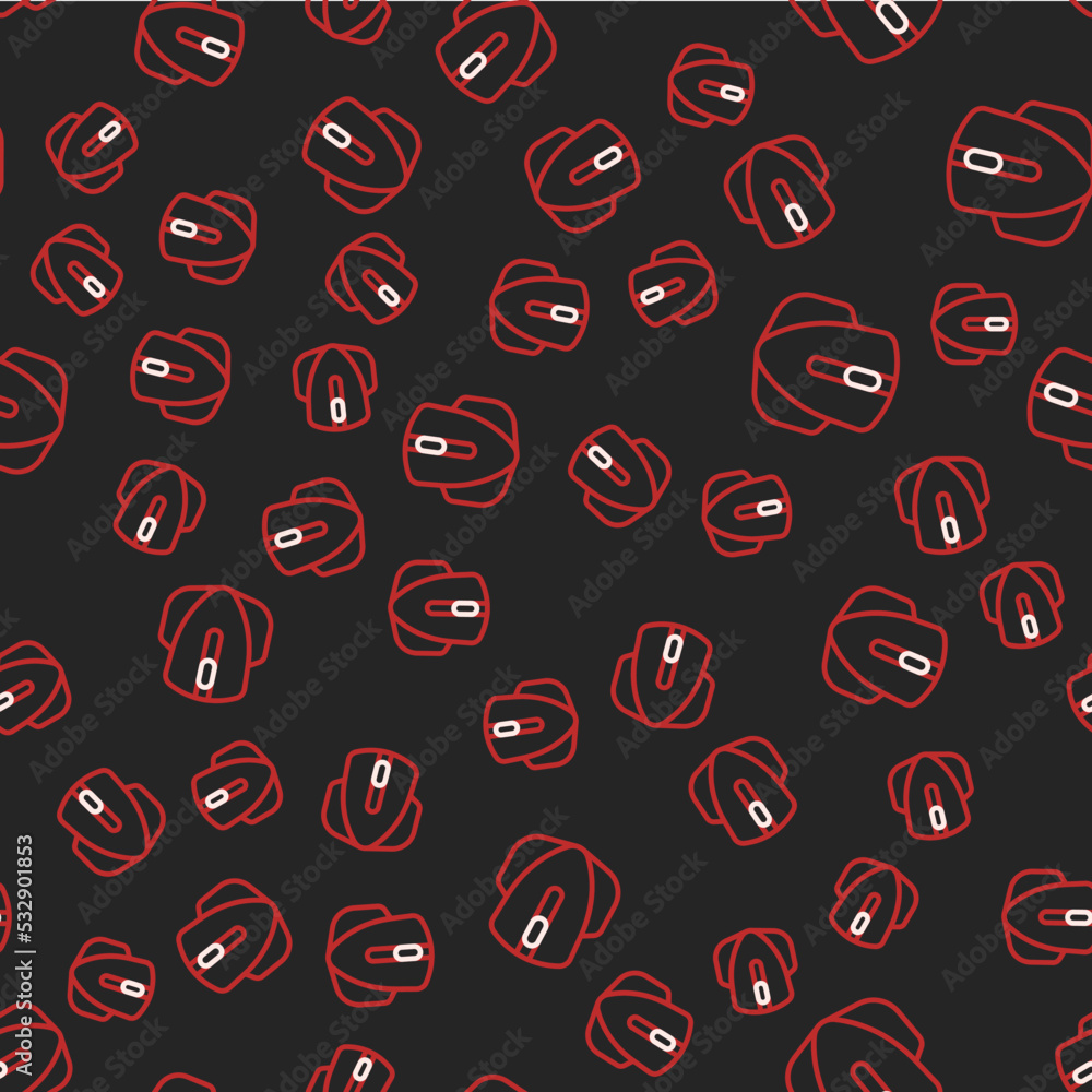 Poster line computer mouse gaming icon isolated seamless pattern on black background. optical with wheel sy