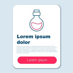 Line Glass bottle with magic elixir icon isolated on grey background. Computer game asset. Colorful outline concept. Vector