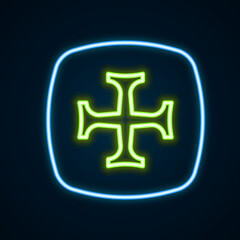 Glowing neon line Crusade icon isolated on black background. Colorful outline concept. Vector