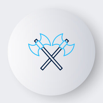 recommend clip art: Line Crossed medieval axes icon isolated on white background. Battle axe, executioner axe. Medieval weapon. Colorful outline concept. Vector