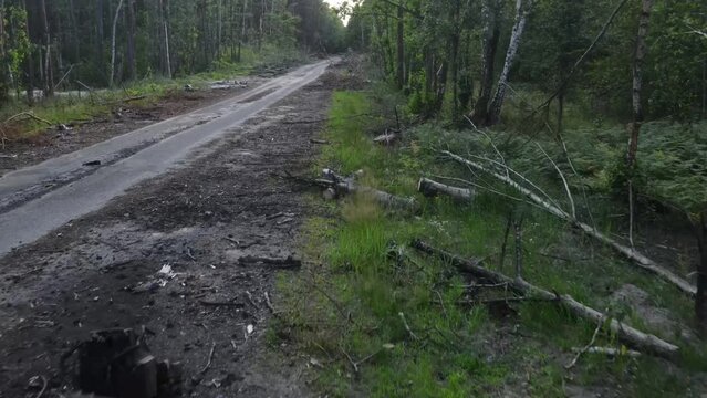 War in Ukraine, Remains of Destroyed and burned by Ukrainian army,  russian battle tank of the Russian invaders after counteroffensive