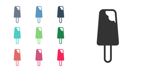 Black Ice cream icon isolated on white background. Sweet symbol. Set icons colorful. Vector