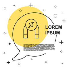 Black line Magnet icon isolated on white background. Horseshoe magnet, magnetism, magnetize, attraction. Random dynamic shapes. Vector