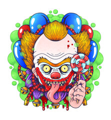 Naklejka premium scary monster clown