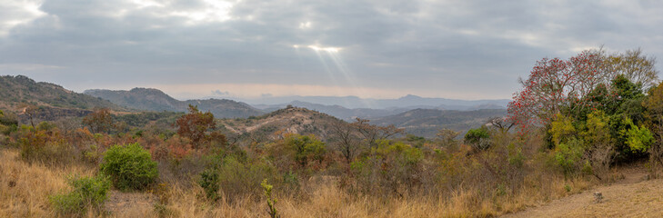 View of the mountains of the Lowveld in the heart of Mpumalanga at sunrise, South Africa.	