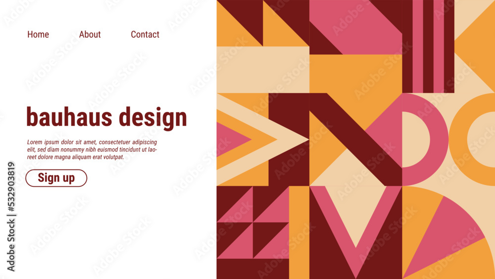 Aufkleber bauhaus landing page. geometric pattern. abstract design. website template. colorful minimalist busi