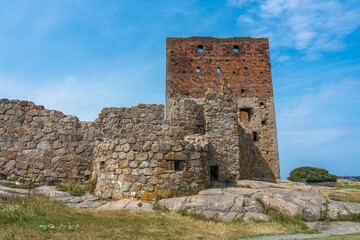 Fototapeta na wymiar Stone and brickworks of the Hammershus fortress