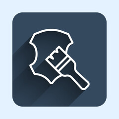 White line Leather icon isolated with long shadow background. Blue square button. Vector