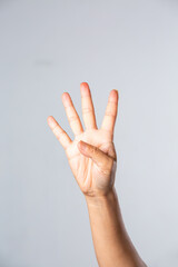 A symbol display using a finger.