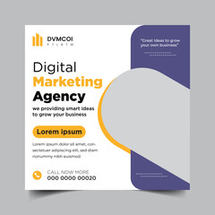 Digital marketing agency social media post design and web banner template