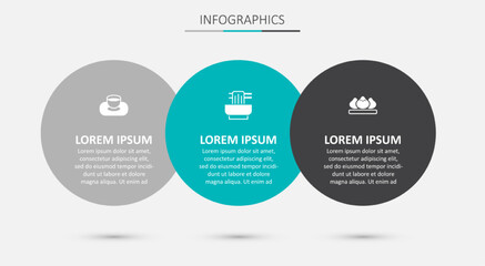 Fototapeta premium Set Asian noodles in bowl, Soy sauce and Dumpling. Business infographic template. Vector