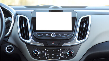 Obraz na płótnie Canvas White screen on car touchscreen.