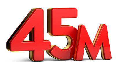 3d red and golden 45M isolated on background. 3d illustration.