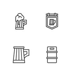 Set line Metal beer keg, Wooden mug, and Street signboard with icon. Vector