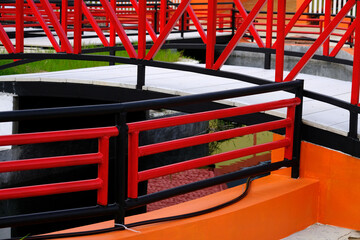 Handrails of the bridge in the park