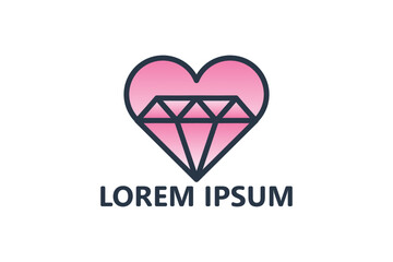 Love diamond logo template design vector