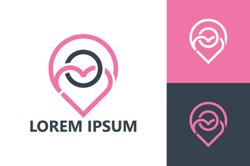 Pin love logo template design vector