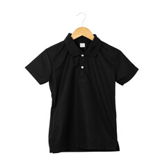 Black polo shirt mockup hanging, Png file.