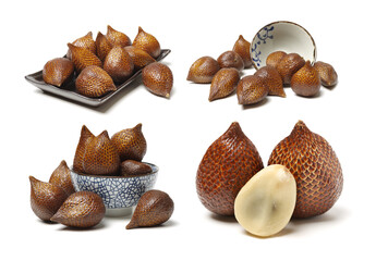 Salak or snake fruit on white background