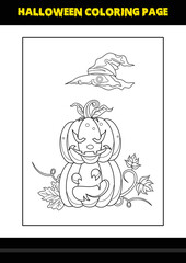 Halloween coloring page for kids. Line art coloring page design for kids.