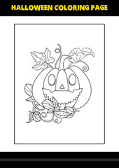 Halloween coloring page for kids. Line art coloring page design for kids.