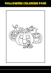 Halloween coloring page for kids. Line art coloring page design for kids.