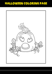 Halloween coloring page for kids. Line art coloring page design for kids.