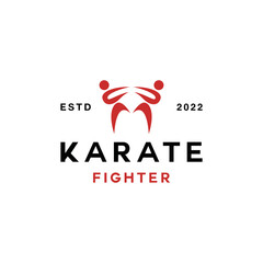 Printsilhouette karate fight Logo vector design graphic for badge emblem